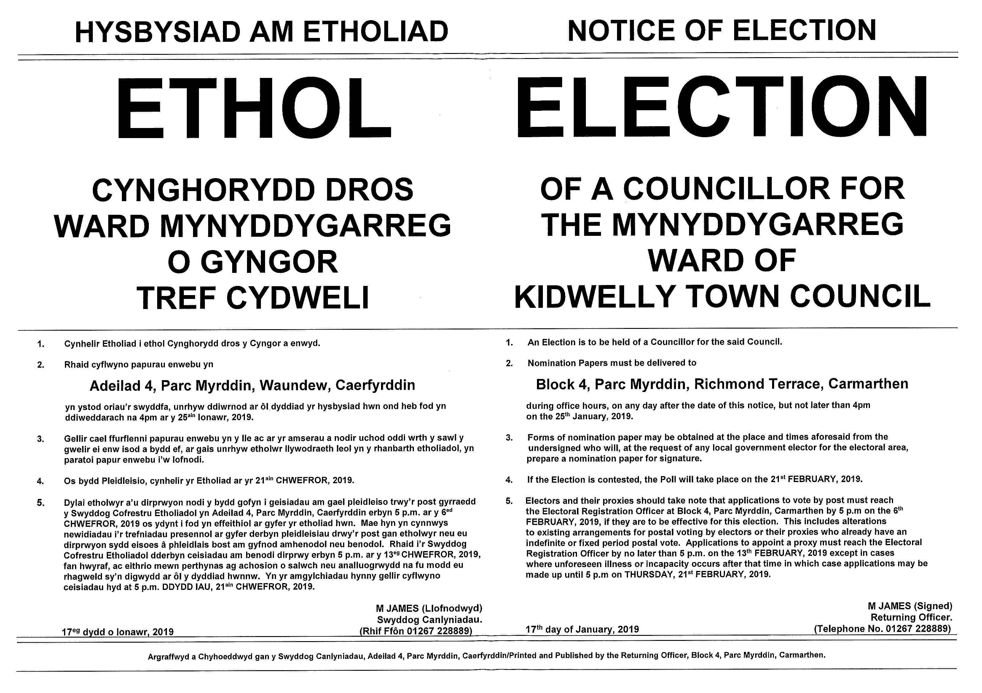 Notice of Election 2019